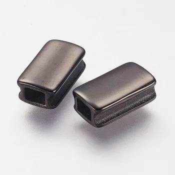   Nemesacél köztes dísz, tégla, sima, fekete, kb. 13x6 mm (1 db)