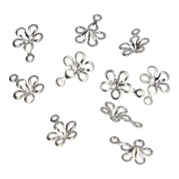   Strasszfoglalat, medálalap, virág forma, ragasztáshoz, kb. 7 mm (10 db) 