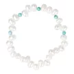 Vidámság - fehér tenyésztett gyöngy ékszerszett, türkizzel