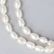 Rizsszemű, fehér tenyésztett gyöngy nyaklánc, 5-6 mm, 50 cm (AA)