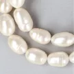 Rizsszemű, fehér tenyésztett gyöngy nyaklánc, 9,5-10,5 mm, 50 cm