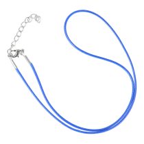 Műbőr nyaklánc, kék, kb. 47 cm + lánchosszabbító
