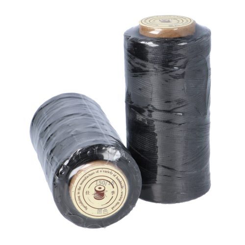 Makramé zsinor, viaszos polieszter, 0,8 mm fekete, kb. 260 m