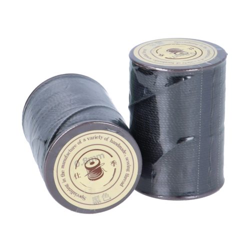 Makramé zsinór, viaszos poliészter, 0,8 mm fekete, kb. 50 m