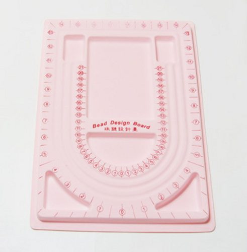 Gyöngyfűző tálca, rózsaszín, 24x33 cm