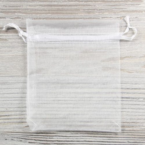 Organza tasak, kb. 10x12 cm, fehér