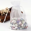 Organza tasak, kb. 10x12 cm, fehér (10 db)