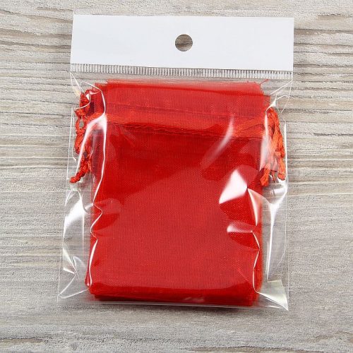 Organza tasak, kb. 7x9 cm, piros (10 db)
