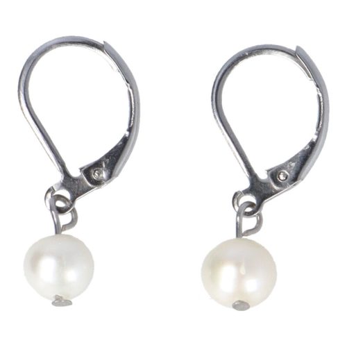 Tenyésztett gyöngy fülbevaló, kerek, fehér, 6,5-7 mm (A)