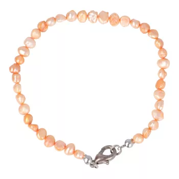   Potátó, színezett tenyésztett gyöngy karkötő, narancssárga, 4-5 mm