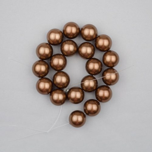 Shell pearl alapanyagszál sötétbarna golyós 10 mm 38 cm