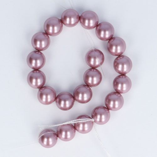 Shell pearl alapanyagszál, világoslila, golyós, 10 mm, 19 cm