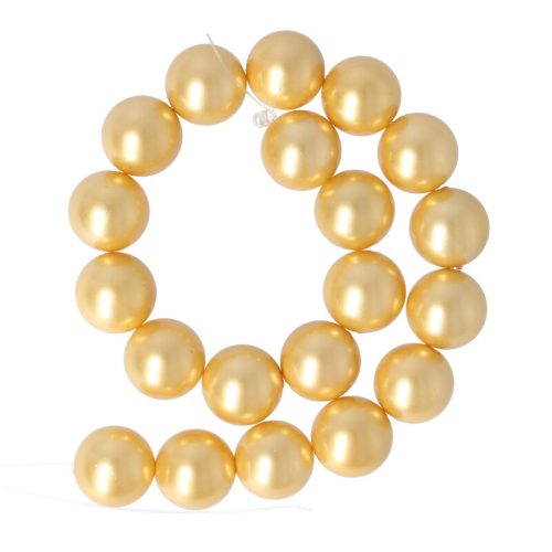 Shell pearl alapanyagszál, sötétsárga, golyós, 10 mm, 19 cm