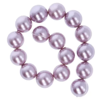 Shell pearl alapanyagszál, világoslila golyós 12 mm, 38cm