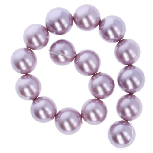 Shell pearl alapanyagszál, világoslila golyós 12 mm, 38cm