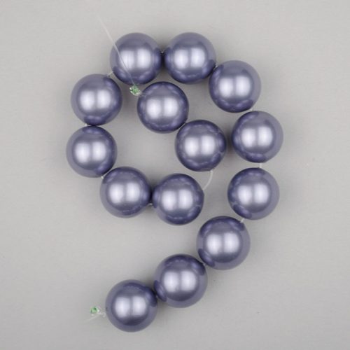Shell pearl alapanyagszál, szürkéskék golyós 14 mm, 38 cm