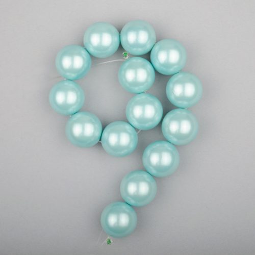 Shell pearl alapanyagszál, világoskék golyós 14 mm, 38 cm