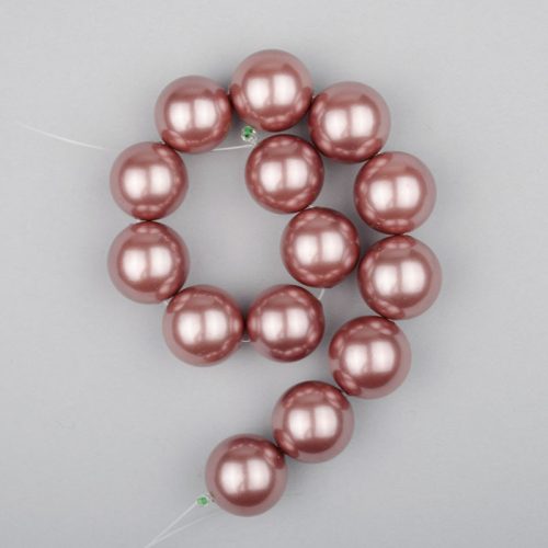 Shell pearl alapanyagszál, mályva, golyós, 14 mm, 19 cm