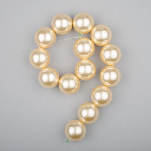 Shell pearl alapanyagszál, világossárga, golyós, 14 mm, 19 cm