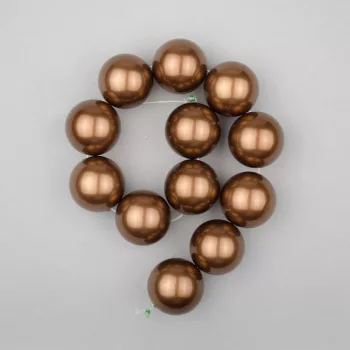   Shell pearl alapanyagszál, sötétbarna, golyós, 16 mm, 19 cm