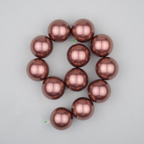 Shell pearl alapanyagszál, sötétlila, golyós, 16 mm, 19 cm