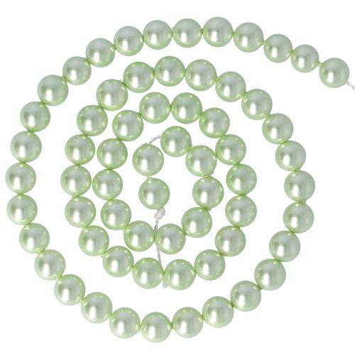 Shell pearl alapanyagszál, világoszöld, golyós, 6 mm