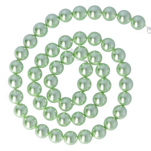 Shell pearl alapanyagszál, zöld, golyós, 8 mm