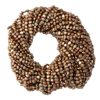   Potátó, színezett tenyésztett gyöngy alapanyagszál, 4-5 mm, barna, kb. 40 cm