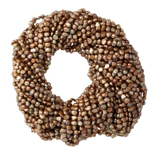 Potátó, színezett tenyésztett gyöngy alapanyagszál, 4-5 mm, barna, kb. 40 cm
