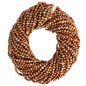   Potátó, színezett tenyésztett gyöngy alapanyagszál, 4-5 mm, világosbarna, kb. 40 cm