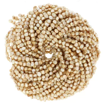   Potátó, színezett tenyésztett gyöngy alapanyagszál, 4-5 mm, sárgás drapp, kb. 40 cm