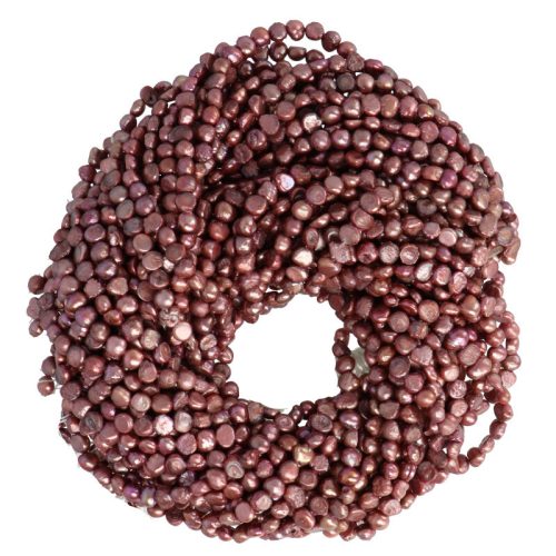Potátó, színezett tenyésztett gyöngy alapanyagszál, 4-5 mm, lila, kb. 40 cm