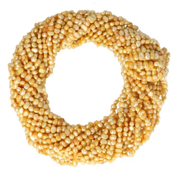  Potátó, színezett tenyésztett gyöngy alapanyagszál, 4-5 mm, sárga, kb. 40 cm