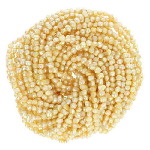 Potátó, színezett tenyésztett gyöngy alapanyagszál, 4-5 mm, citromsárga, kb. 40 cm