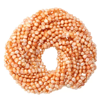   Potátó, színezett tenyésztett gyöngy alapanyagszál, 4-5 mm, narancssárga, kb. 40 cm