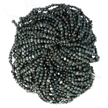   Potátó, színezett tenyésztett gyöngy alapanyagszál, 4-5 mm, zöldesszürke, kb. 40 cm