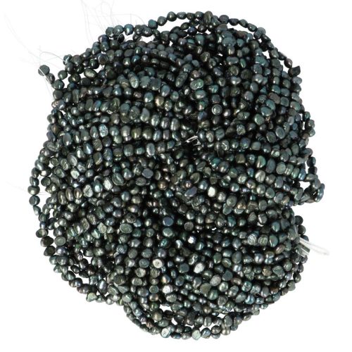 Potátó, színezett tenyésztett gyöngy alapanyagszál, 4-5 mm, zöldesszürke, kb. 40 cm