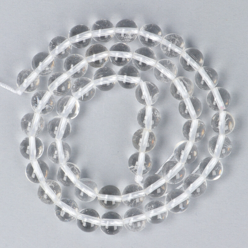 Hegyikristály "A" alapanyagszál, golyós, 8 mm, kb. 38 cm