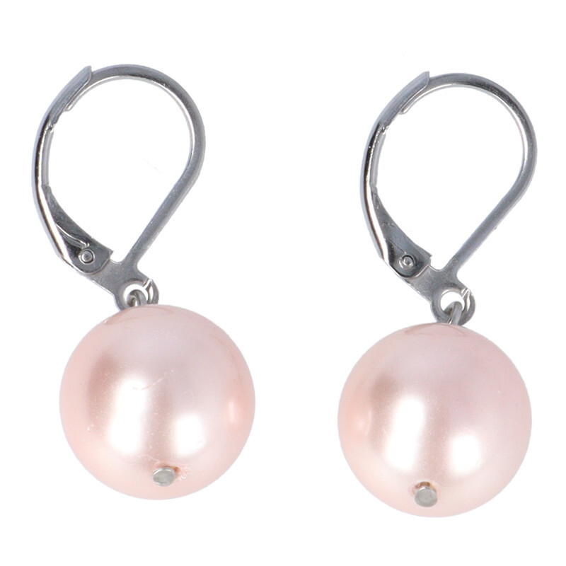 Shell pearl fülbevaló, 12 mm-es, golyós, rózsaszín